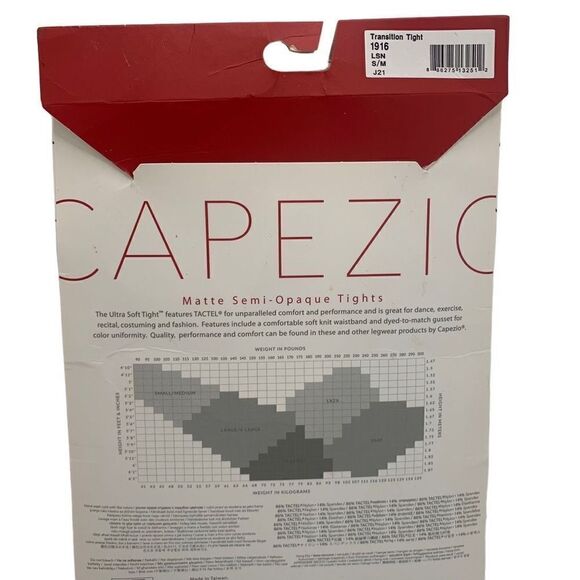 Capezio Women's Light Suntan Ultra Soft Waistband Transition Tight Size S/M New - Picture 3 of 10